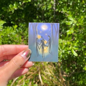Skurril Mond Aufkleber | Mystische Aufkleber | Moon Shadow Menschen Aufkleber | Witchy | Schatten | Dunkel | ruhige Kunst | Mondschein Art