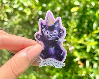 Pegatina de meme de gato mágico: vinilo divertido