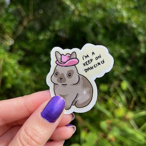 Cowboy Hase Aufkleber | Lustiges Kaninchen-Liebhaber-Geschenk | Hasen mit Hut | Tanzender Hase | Tanzender Hase | Motivierende wasserdichte Aufkleber