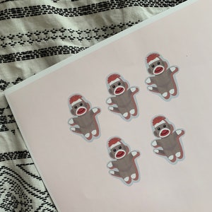 sock monkey stickers, paper stickers image 1