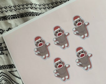 sock monkey stickers, paper stickers