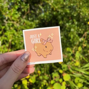 Coquette Bunny Sticker | Just A Girl Bunny Sticker | Funny Bunny | Bunny with Bow | Pink Bunny Sticker | Vinyl Rabbit Sticker