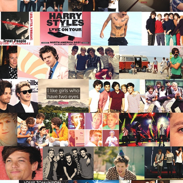 80 pics One Direction, Harry, Louis Tomlinson, Niall Horan, Zayn Malik, Сollage kit Aesthetic room decor Dorm collage kit
