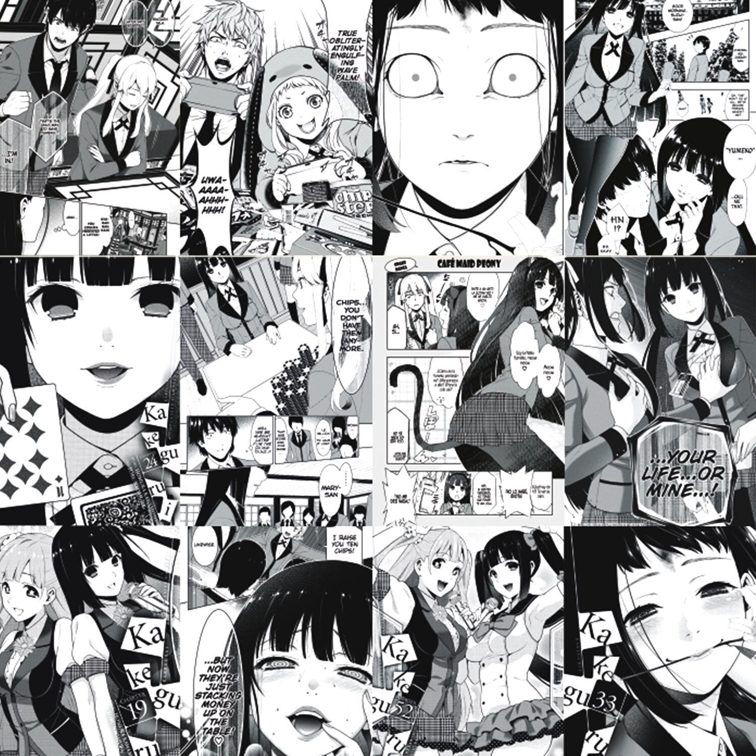 Manga Panel Kakegurui Wall Collage Kit Black and White 32pcs Etsy UK