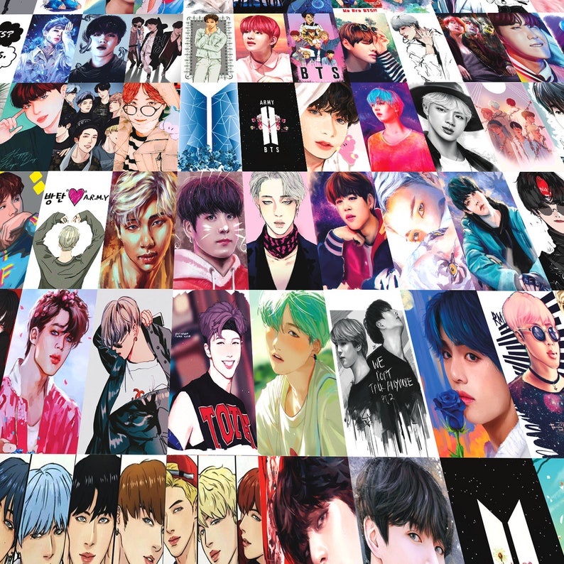 Wall collage kit 90pics BTS fanart Tezza collage kit print BTS art VSCO wall collage