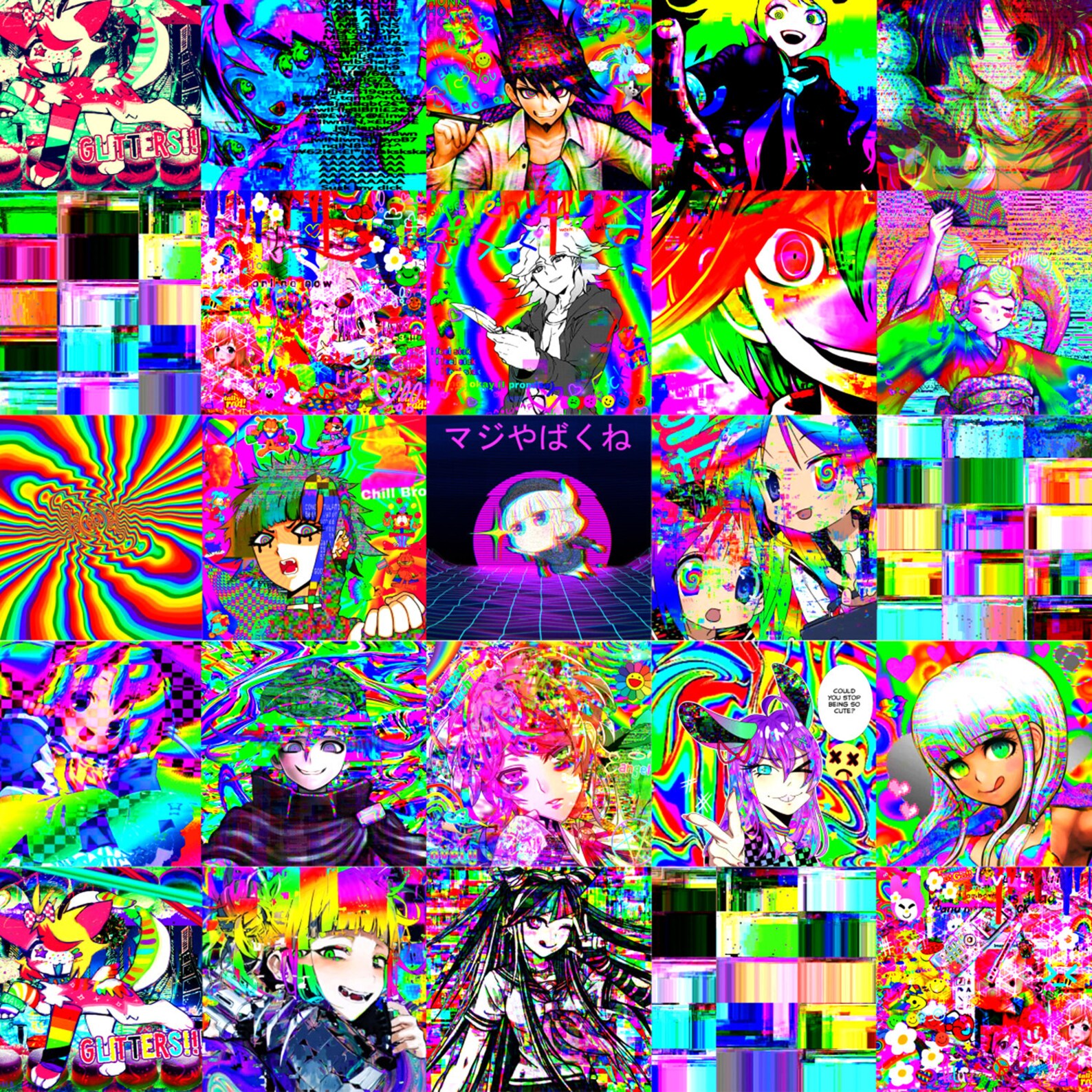 Glitchcore Anime Digital Photo Wall Collage Kit 25 Pics Indie Kid Room ...