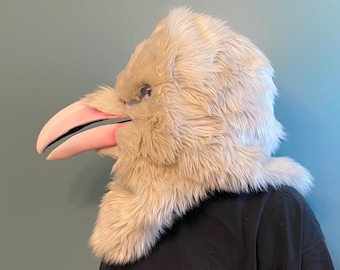 Realistic White Raven Fursuit Head