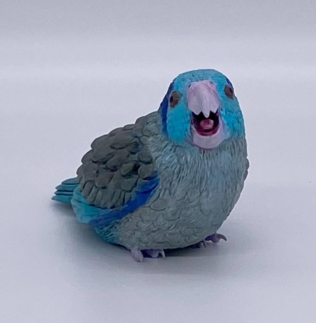 Photo inspiration: Picture Idea: Physical 3D Printed Hissing Blue Parrotlet Figurine