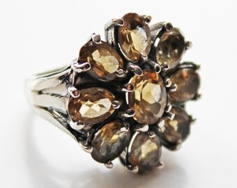 Citrine Ring - Large Statement Ring - Citrine Ring Sterling Silver - Vintage Style Ring - Handcrafted