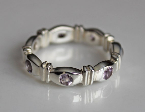 Amethyst Ring Band - Gemstone Silver Ring Band - … - image 3