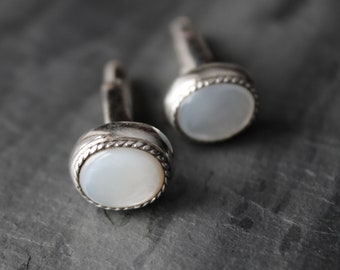Mother Of Pearl Cuff Links - 925 Sterling Silver Cuff Links - Semi Precious Stone Cuff Links For Him - Handcrafted