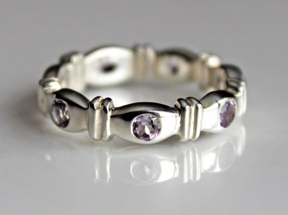 Amethyst Ring Band - Gemstone Silver Ring Band - … - image 2