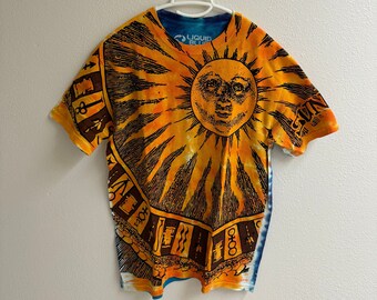 Liquid blue| Sun Moon| Tie-Dye T-Shirt| allover print|nature shirt|vintage shirt