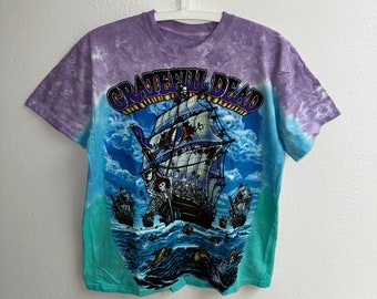 liquid blue shirt,grateful dead, ship of fools, double side print, tie dye shirt, skull shirt,christmas gift, holiday shirt,  vintage shirt