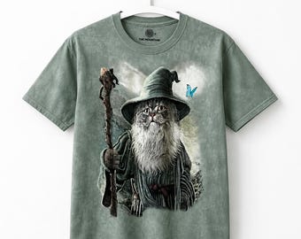 Bergkatze Shirt, Gandalf Herr der Ringe Shirt, Tie Dye Tier Shirt, Katzen T-Shirt, Neujahr Geschenk für Frau, Geschenk für Mann