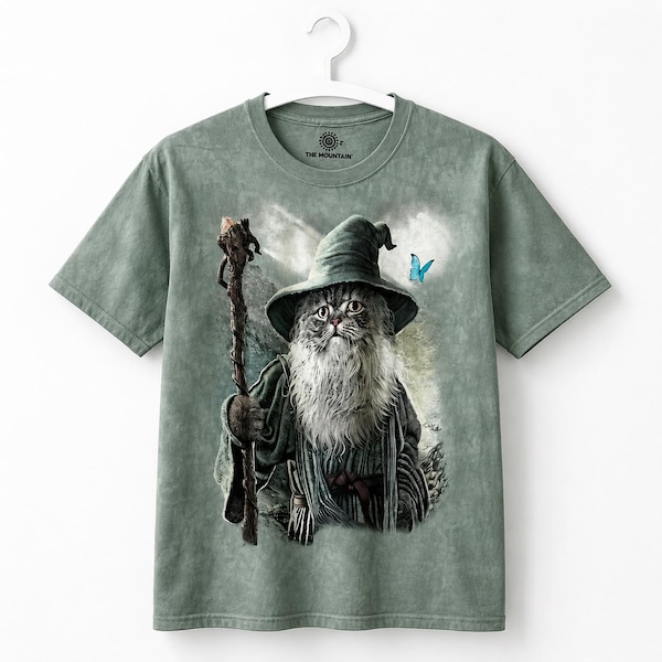 Catdalf Shirt,Mountain Cat tshirt,Gandalf Lord of the Rings Shirt,tie dye animal shirt,cats tee shirt,New year Gift for woman,gift for man
