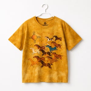 Horses And Sun Classic Cotton T-Shirt,native art shirt,Zia symbol tshirt,tribal pattern tee, wildlife art shirt,new year gift shirt