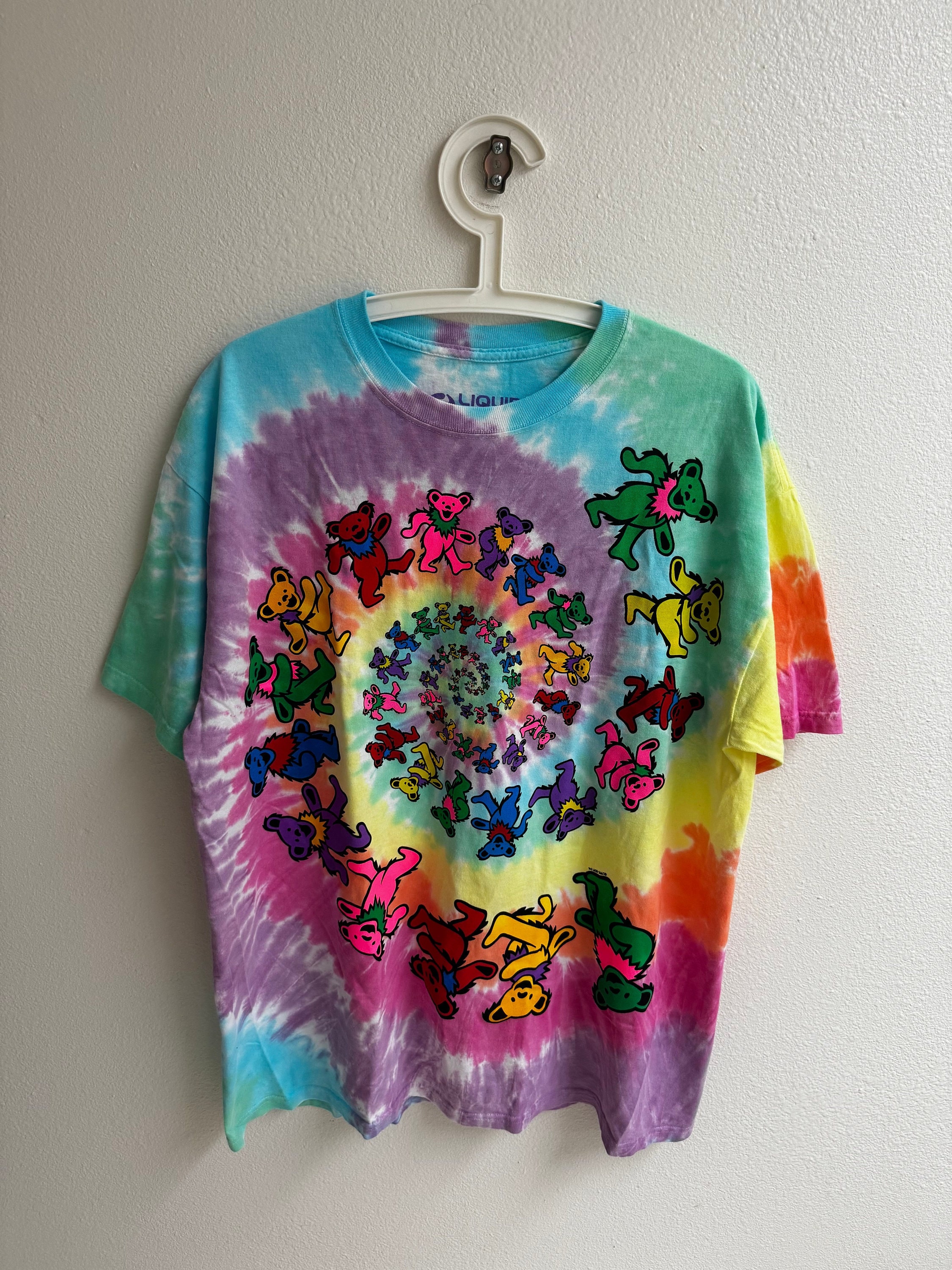 flüssig blaues Spiral Bären Tshirt, Grateful Dead Shirt, Weihnachtsgeschenk Shirt für Frau, Bunt Tie Dye Shirt,Geschenk für Ihn
