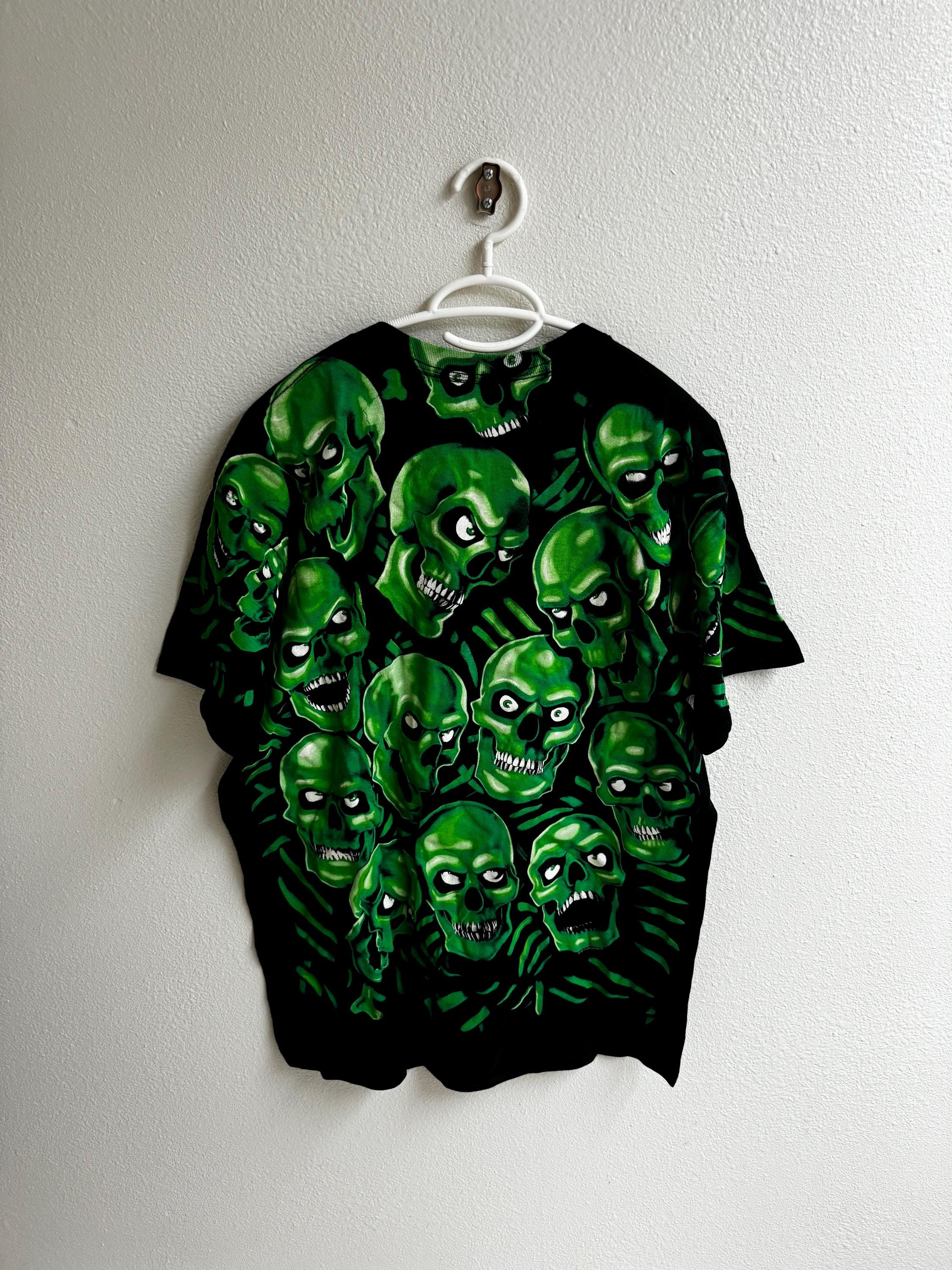 Travis Scott Shirt|liquid Blue Shirt|glow in the Dark Green Skulls
