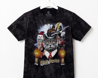 Haarige Pawter Klassisches Baumwoll-T-Shirt, lustiges Zauberer-Katzen-T-Shirt, magisches Katzen-Grafik-T-Shirt, Katzenliebhaber-Geschenk