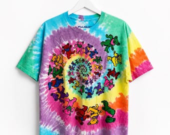 flüssig blaues Spiral Bären Tshirt, Grateful Dead Shirt, Weihnachtsgeschenk Shirt für Frau, Regenbogen Shirt, buntes Tie Dye Shirt, Halloween Geschenk