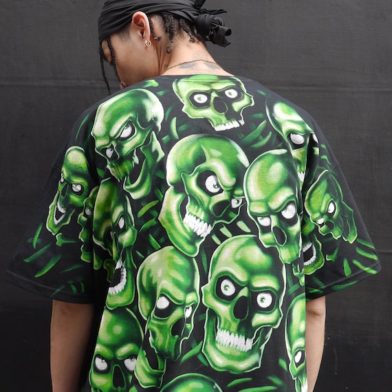 Travis Scott Shirt|liquid Blue Shirt|glow in the Dark Green Skulls