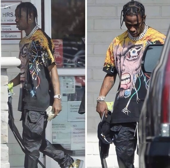 Travis scott blue t shirt sales