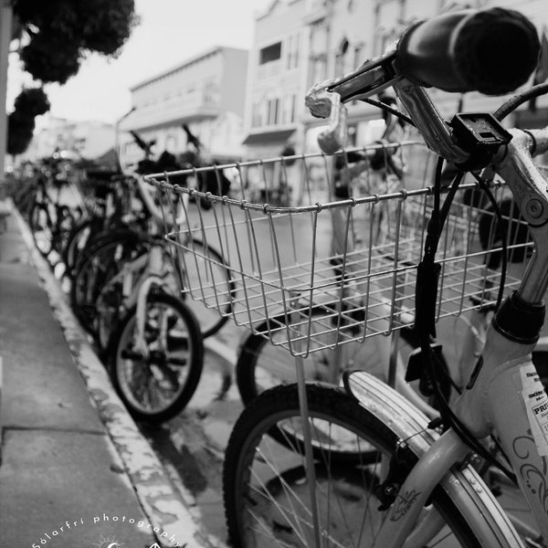 Mackinac Island bicycles photo print - black and white - original - limited edition - travel photography - Michigan - transportation - bike
