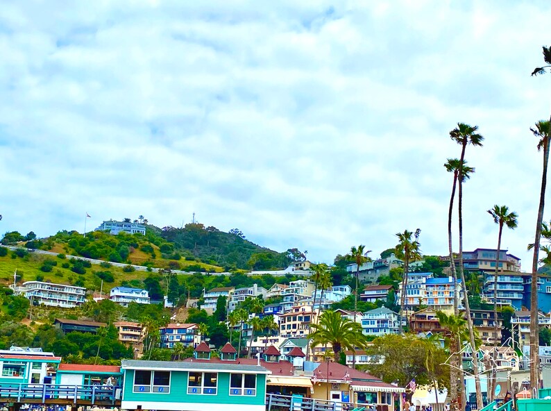 Catalina Island photo print original limited edition California Pacific Ocean beach nautical blue skies bright houses image 1