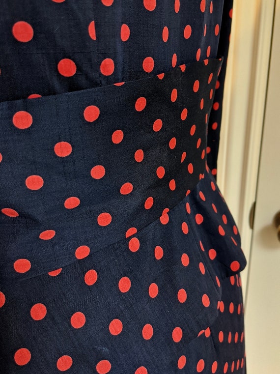 Vintage 1960s Navy Suit / Navy with Red Polka Dot… - image 6