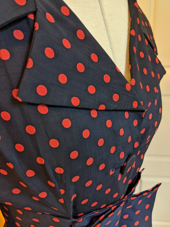 Vintage 1960s Navy Suit / Navy with Red Polka Dot… - image 5