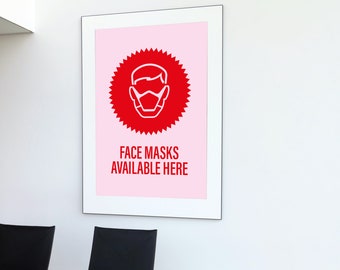 Máscara facial disponible aquí ilustración del póster