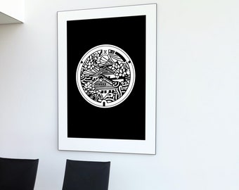 Manhole cover Japan minimalist poster