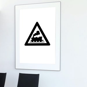 German locomotive road sign icon pictogram poster