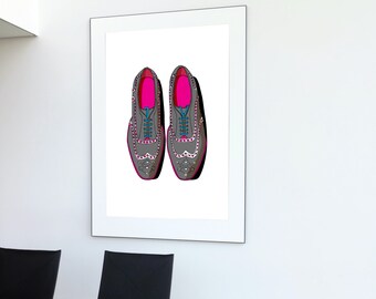 Brogue shoes hand drawn illustration poster