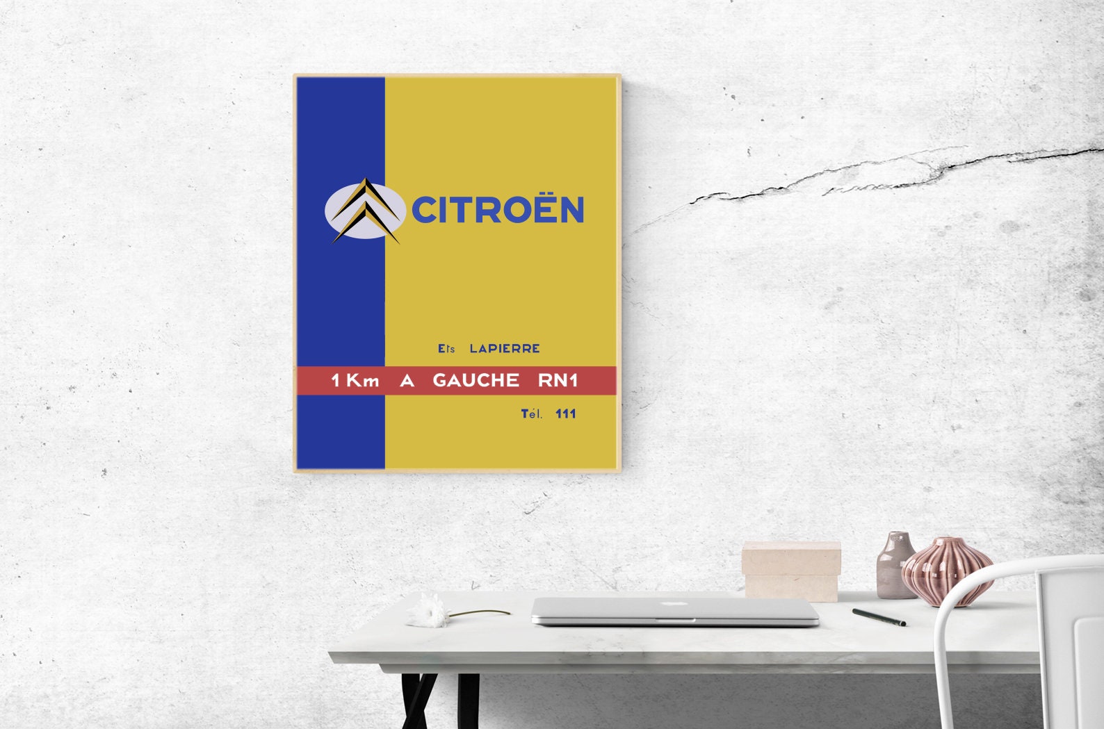 Affiche Vintage DS Citroën - Poster HQ 45x60cm - Décoration Murale Auto - Neuf