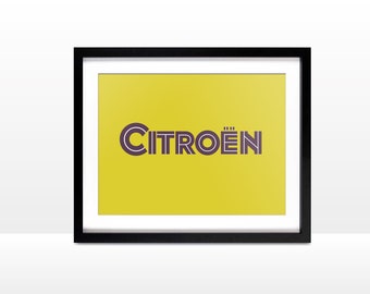 Affiche Citroën, logo vintage, voiture française, affiche de garage, voiture classique