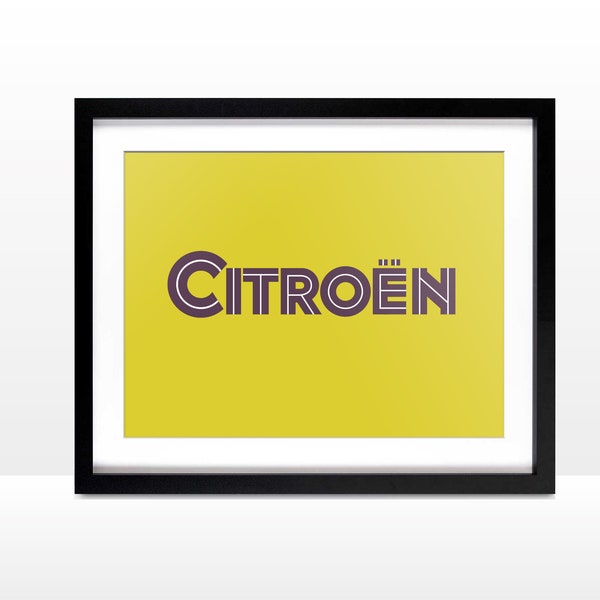 Citroen poster, vintage logo, French car, garage poster, classic car