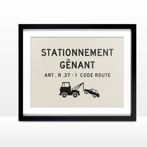 Stationnement gênant, nuisance parking, illustration, French road sign, traffic sign, vintage sign, France, quirky, panneau ancien