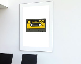 Colourful cassette tape illustration