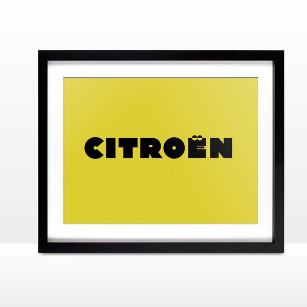 Citroen poster, vintage logo, French car, garage poster, classic car