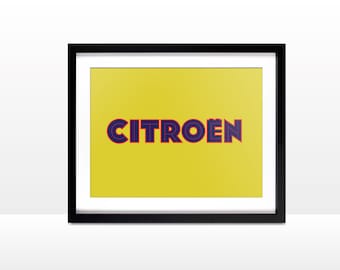 Citroen poster, vintage logo, French car, garage poster, classic car