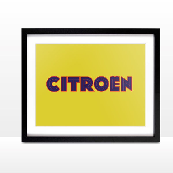 Citroen poster, vintage logo, French car, garage poster, classic car