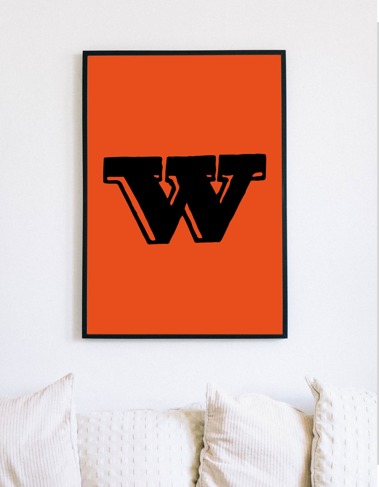 Alphabet Posters, Letter W, Typographic Poster, Orange Poster, 1970s ...