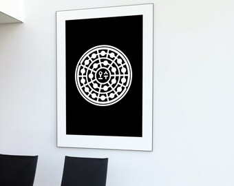 Manhole cover South Korea minimalist poster