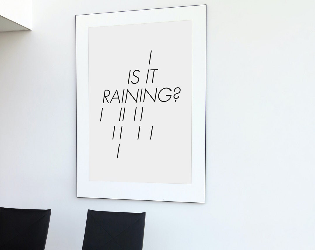 Is It Raining, Rain Poster, Typographic Poster, Concrete Poetry ...