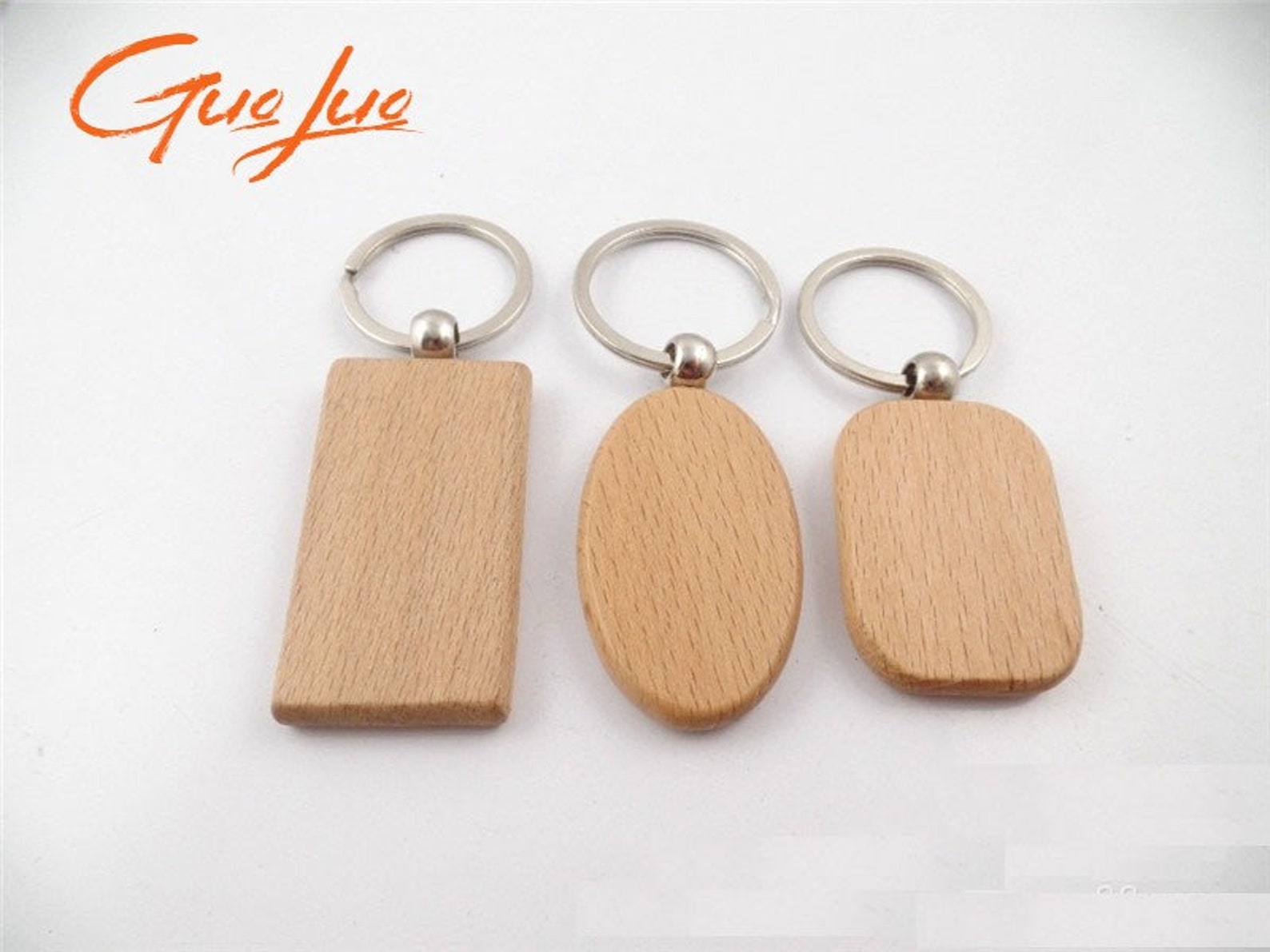 20pcs Wood Keychain Blank Round Rectangle Wooden Key Chain Etsy