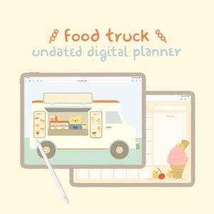 Teddy&#39;s Food Truck: Undated Digital Planner for Goodnotes | Cute Digital Planner with Monthly, Weekly, & Daily Templates