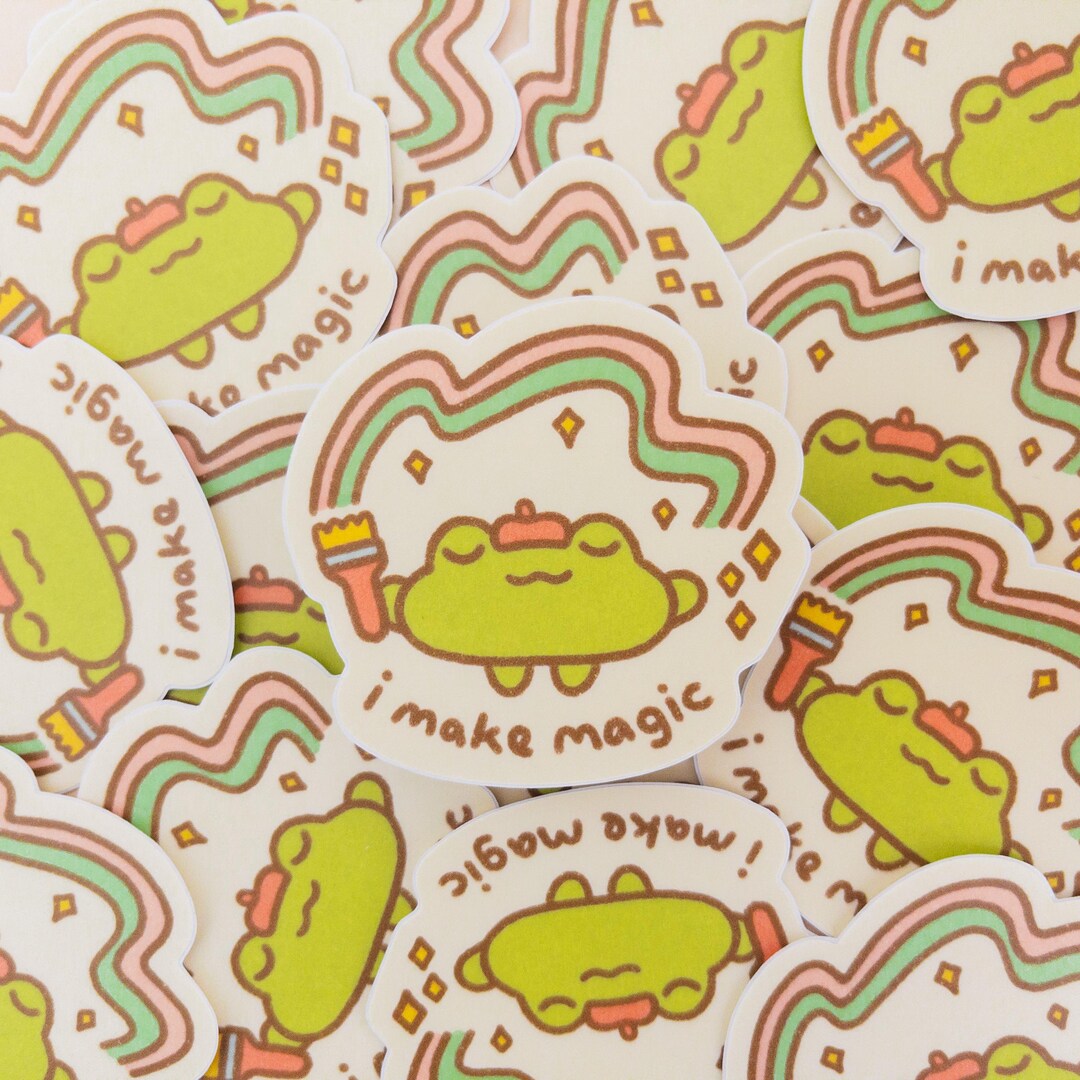 Make Magic Cute Artist Frog Sticker Waterproof Matte Die Cut Sticker ...