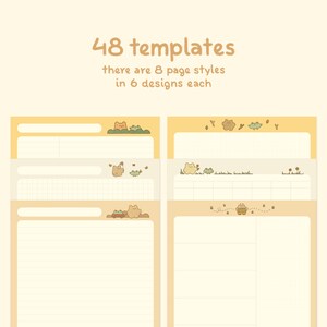 Cute Beige Digital Notebook Template: Woodland | Goodnotes, Samsung Notes | Cute Bear & Frog Stickers | Kawaii Planner, Journal, Diary image 3